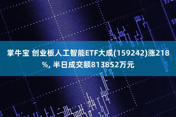 掌牛宝 创业板人工智能ETF大成(159242)涨218%, 半日成交额813852万元